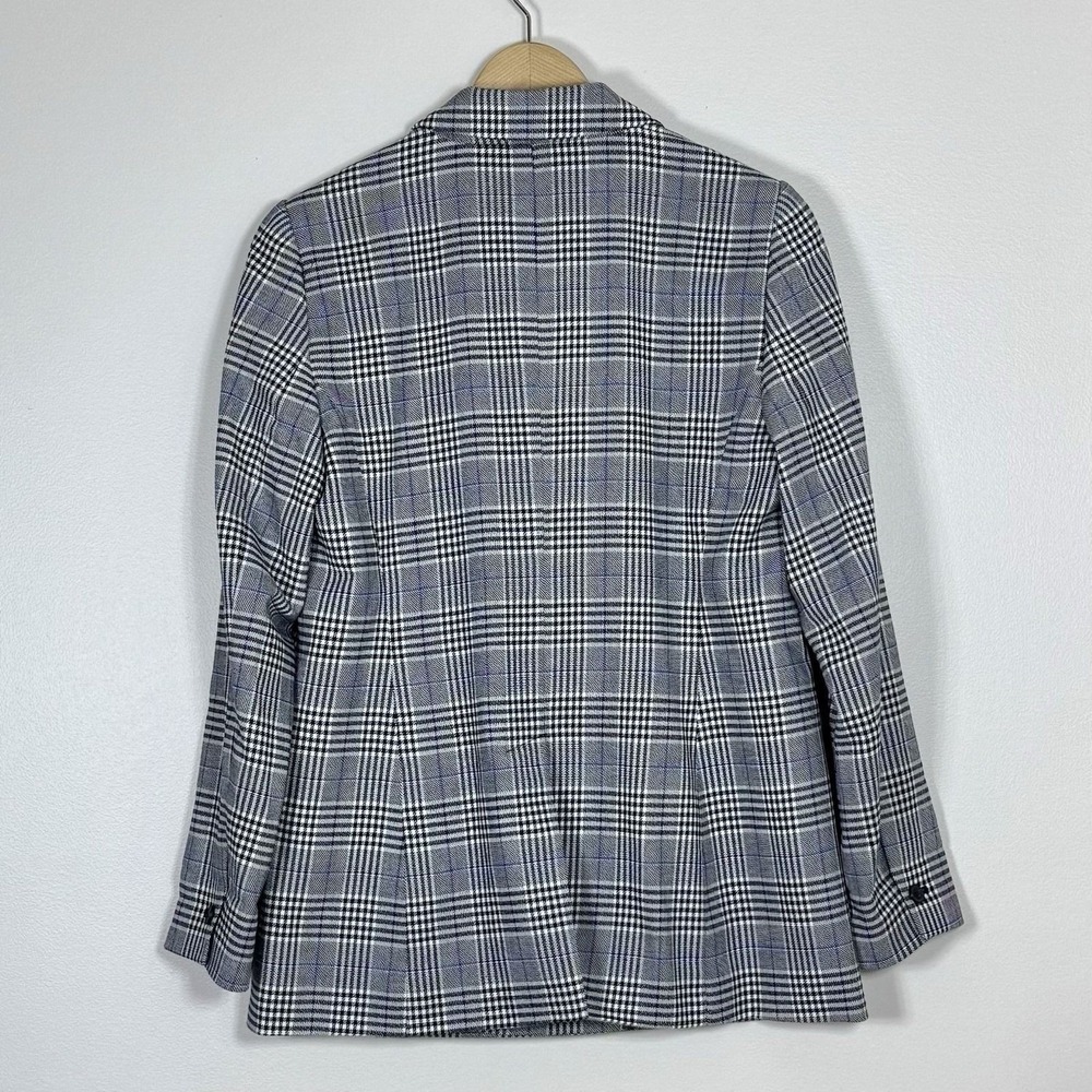 Talbots Womens Glen Plaid Blazer Size 6 Gray Double Breasted Old Money Preppy - Picture 5 of 12